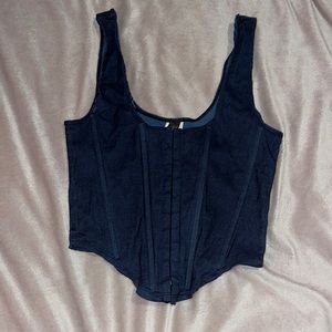 Denim corset cropped shirt